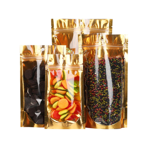 Прозрачная сумка-стойка из золотой алюминиевой фольги