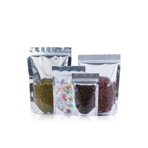 Papel de aluminio de pie y bolsa transparente con cremallera