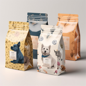 Lev&aacute;ntese las bolsas con cremallera de papel Kraft para caninos
